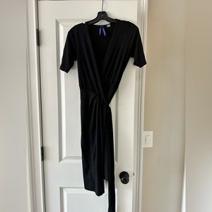 Seraphine Black Mock Wrap Maternity & Nursing Dress